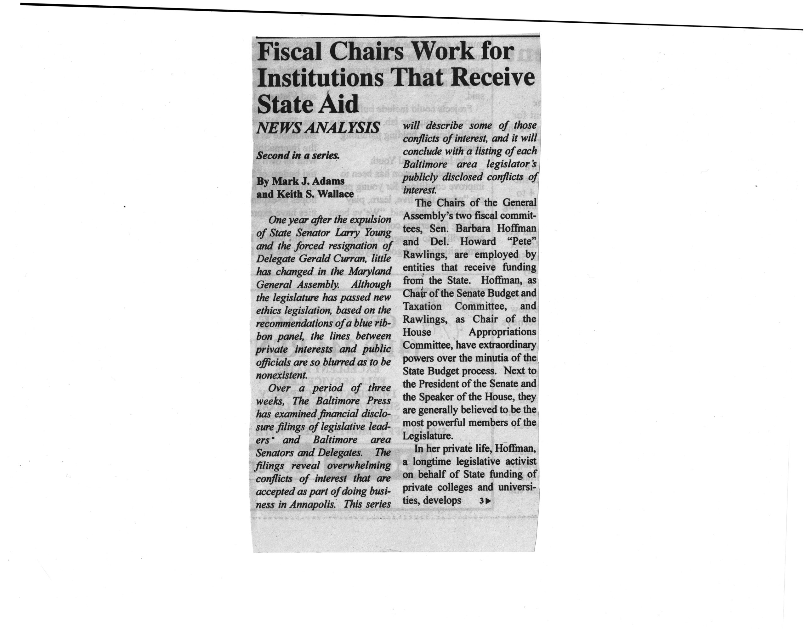 Fiscal Chairs Work for Institutions That Receive State Aid - 0001